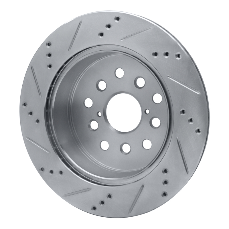 Lexus LS430 Brake Rotor (1) - Rear Right - R1 Concepts - Drilled & Slotted - Silver - `01-`06